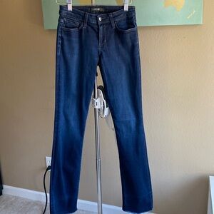 Joe’s 25 Curvy Bootcut dark wash raw hem blue  jeans